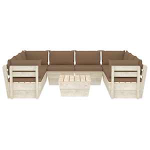 vidaXL Sodo baldų komplektas i&scaron; palečių su pagalvėlėmis, 9 dalių, eglė