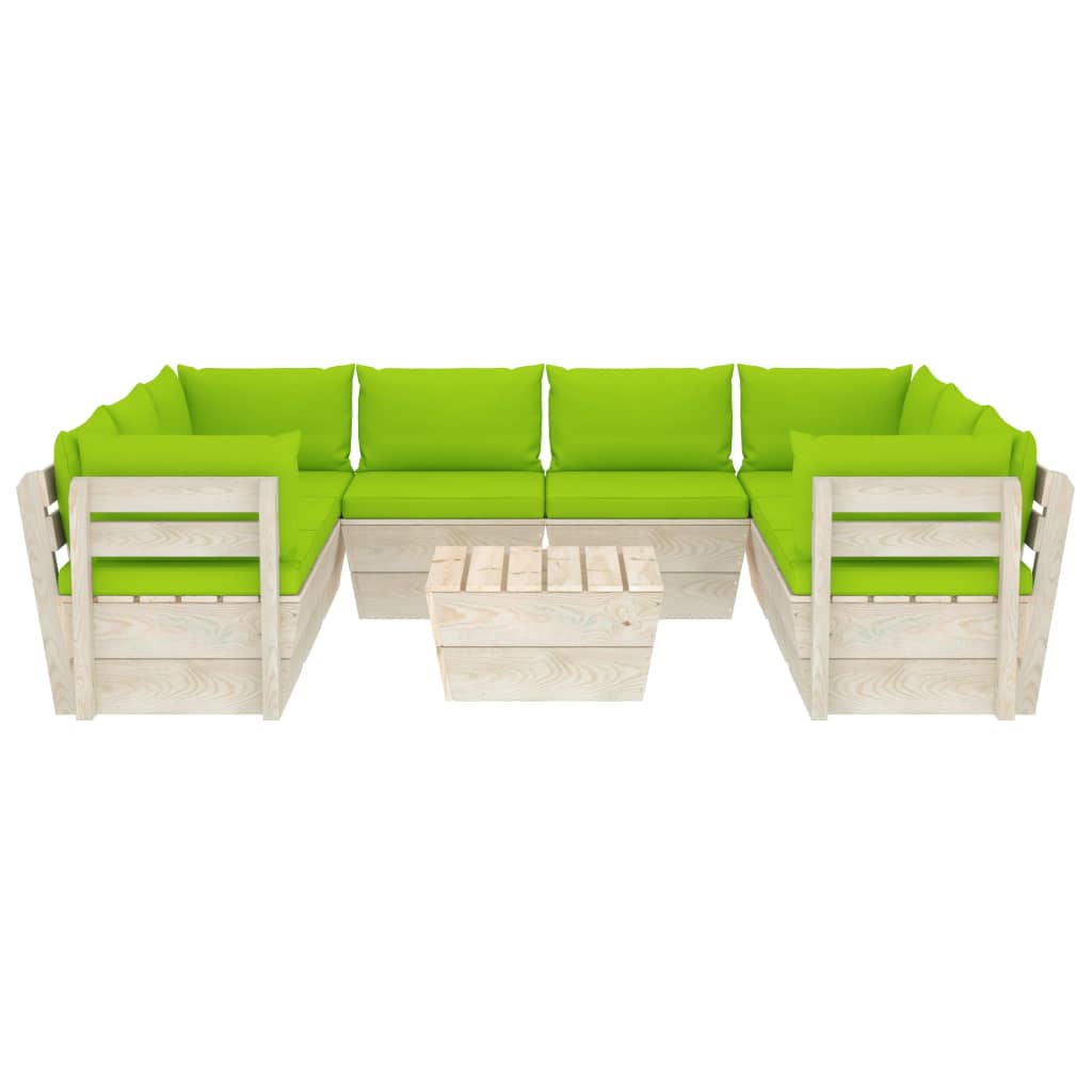 

vidaXL 9-delige Loungeset met kussens pallet vurenhout