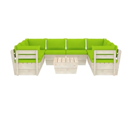 vidaXL Sodo baldų komplektas i&scaron; palečių su pagalvėlėmis, 9 dalių, eglė