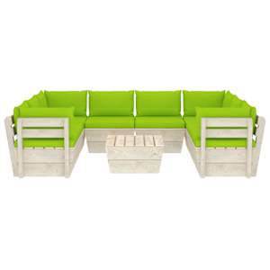 vidaXL Sodo baldų komplektas i&scaron; palečių su pagalvėlėmis, 9 dalių, eglė