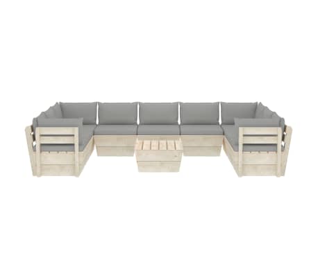 vidaXL Set Divani da Giardino su Pallet 10 pz con Cuscini Legno Abete