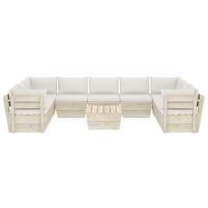 vidaXL Sodo baldų komplektas i&scaron; palečių su pagalvėmis, 10 dalių, eglė