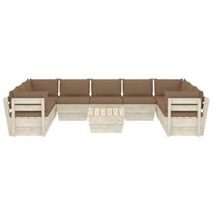 vidaXL Sodo baldų komplektas i&scaron; palečių su pagalvėmis, 10 dalių, eglė