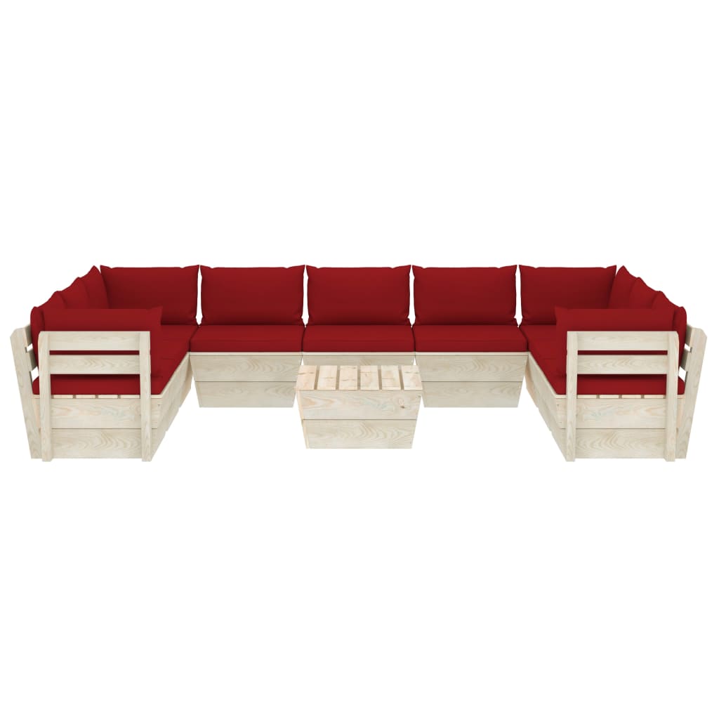 

vidaXL 10-delige Loungeset met kussens pallet vurenhout