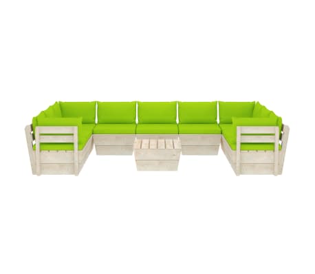vidaXL 10-delige Loungeset met kussens pallet vurenhout