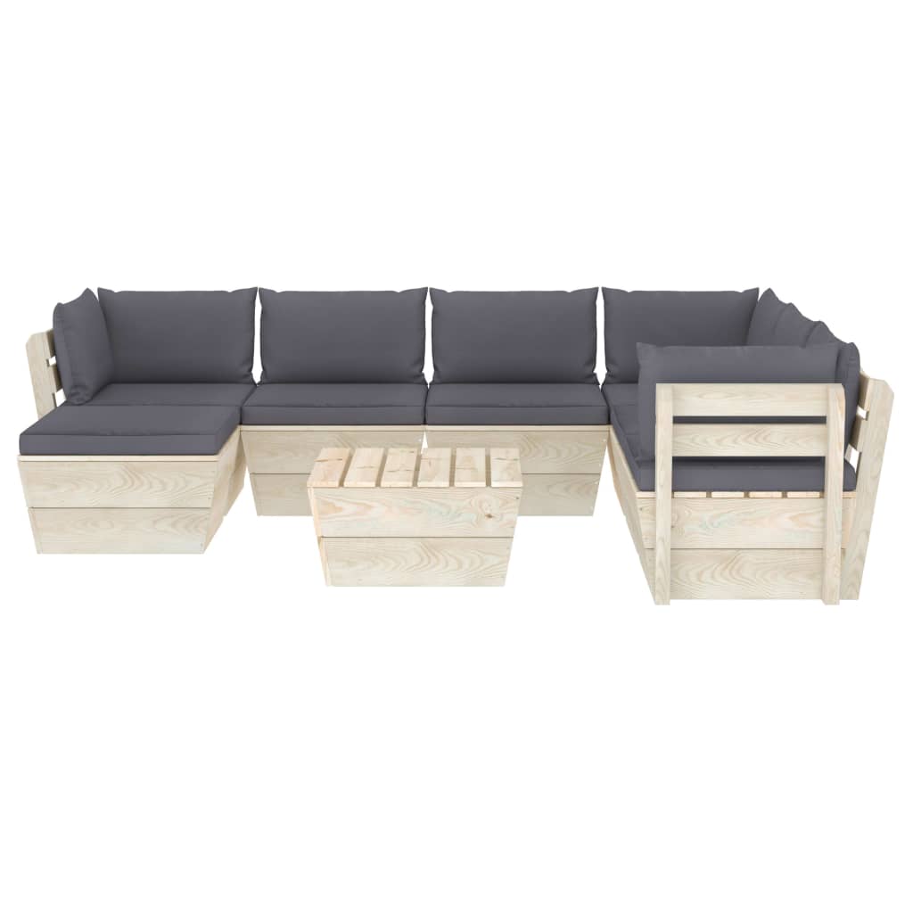 

vidaXL 8-delige Loungeset met kussens pallet vurenhout