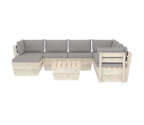 vidaXL Sodo baldų komplektas i&scaron; palečių su pagalvėlėmis, 8 dalių, eglė