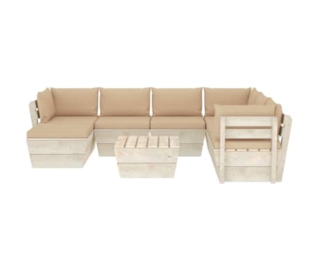 vidaXL Sodo baldų komplektas i&scaron; palečių su pagalvėlėmis, 8 dalių, eglė