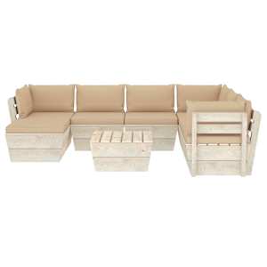 vidaXL Sodo baldų komplektas i&scaron; palečių su pagalvėlėmis, 8 dalių, eglė