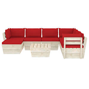 vidaXL Set Divani da Giardino su Pallet 8 pz con Cuscini Legno Abete