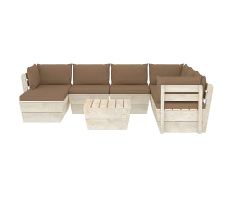 vidaXL Sodo baldų komplektas i&scaron; palečių su pagalvėlėmis, 8 dalių, eglė