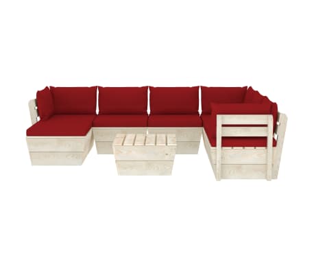 vidaXL Sodo baldų komplektas i&scaron; palečių su pagalvėlėmis, 8 dalių, eglė