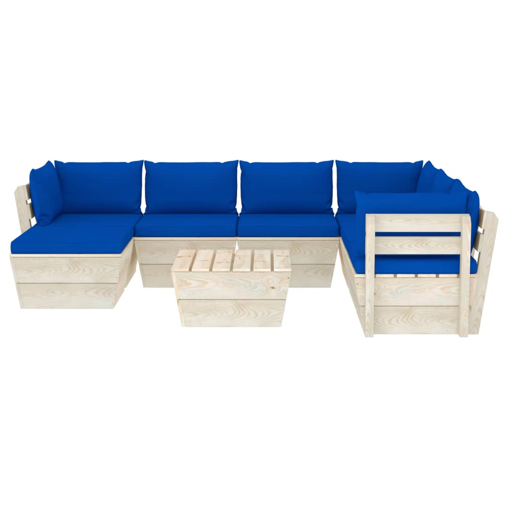 

vidaXL 8-delige Loungeset met kussens pallet vurenhout