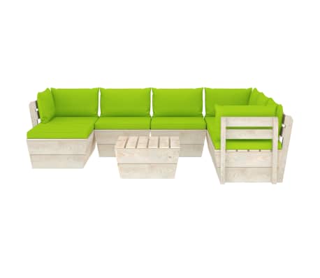 vidaXL Sodo baldų komplektas i&scaron; palečių su pagalvėlėmis, 8 dalių, eglė