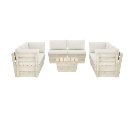 vidaXL Sodo baldų komplektas i&scaron; palečių su pagalvėlėmis, 9 dalių, eglė