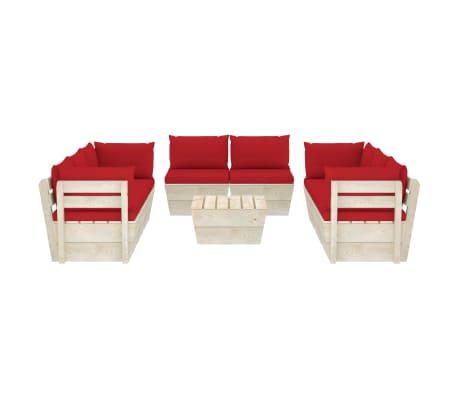 vidaXL 9-tlg. Garten-Sofagarnitur aus Paletten mit Kissen Fichtenholz