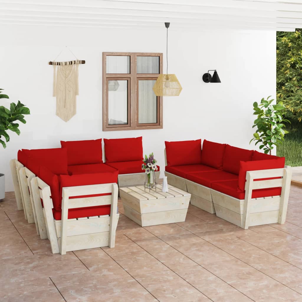 vidaXL Set mobilier grădină paleți, 9 piese, cu perne, lemn de molid Gradina imagine noua