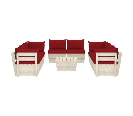 vidaXL 9-tlg. Garten-Sofagarnitur aus Paletten mit Kissen Fichtenholz
