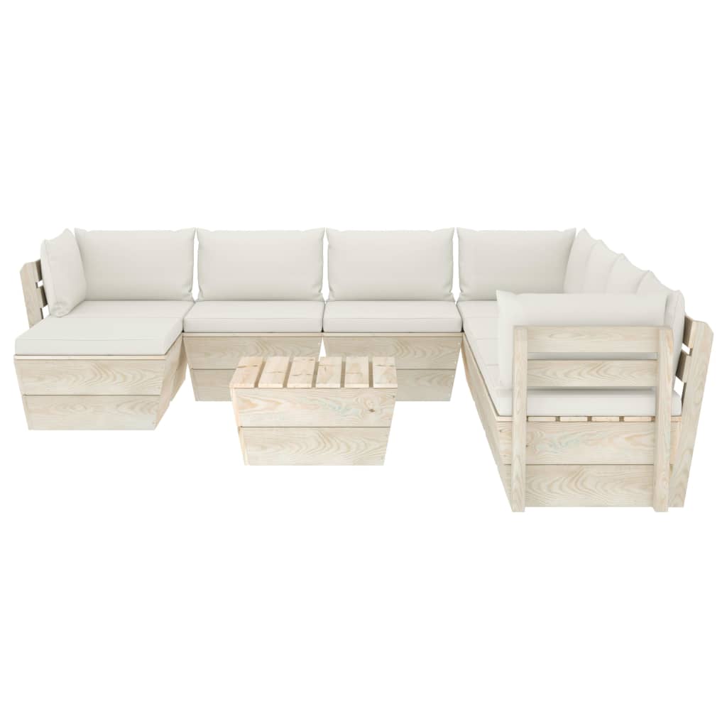 

vidaXL 9-delige Loungeset met kussens pallet vurenhout