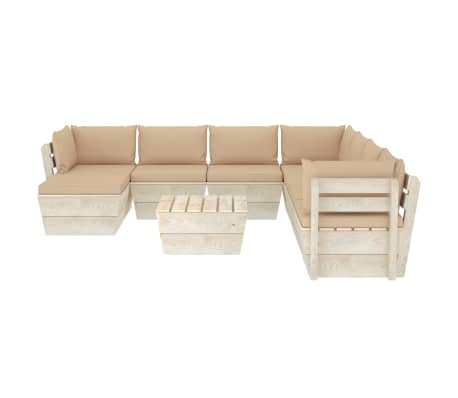 vidaXL Sodo baldų komplektas i&scaron; palečių su pagalvėlėmis, 9 dalių, eglė