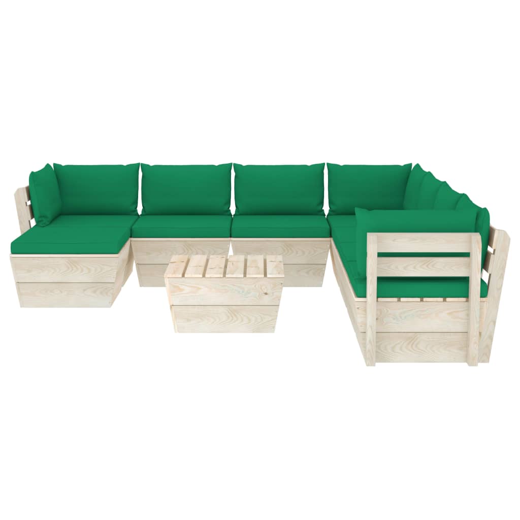 

vidaXL 9-delige Loungeset met kussens pallet vurenhout