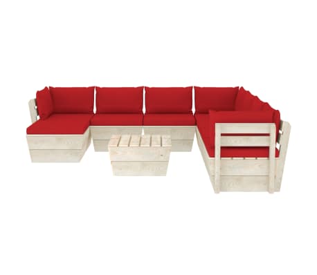 vidaXL Sodo baldų komplektas i&scaron; palečių su pagalvėlėmis, 9 dalių, eglė