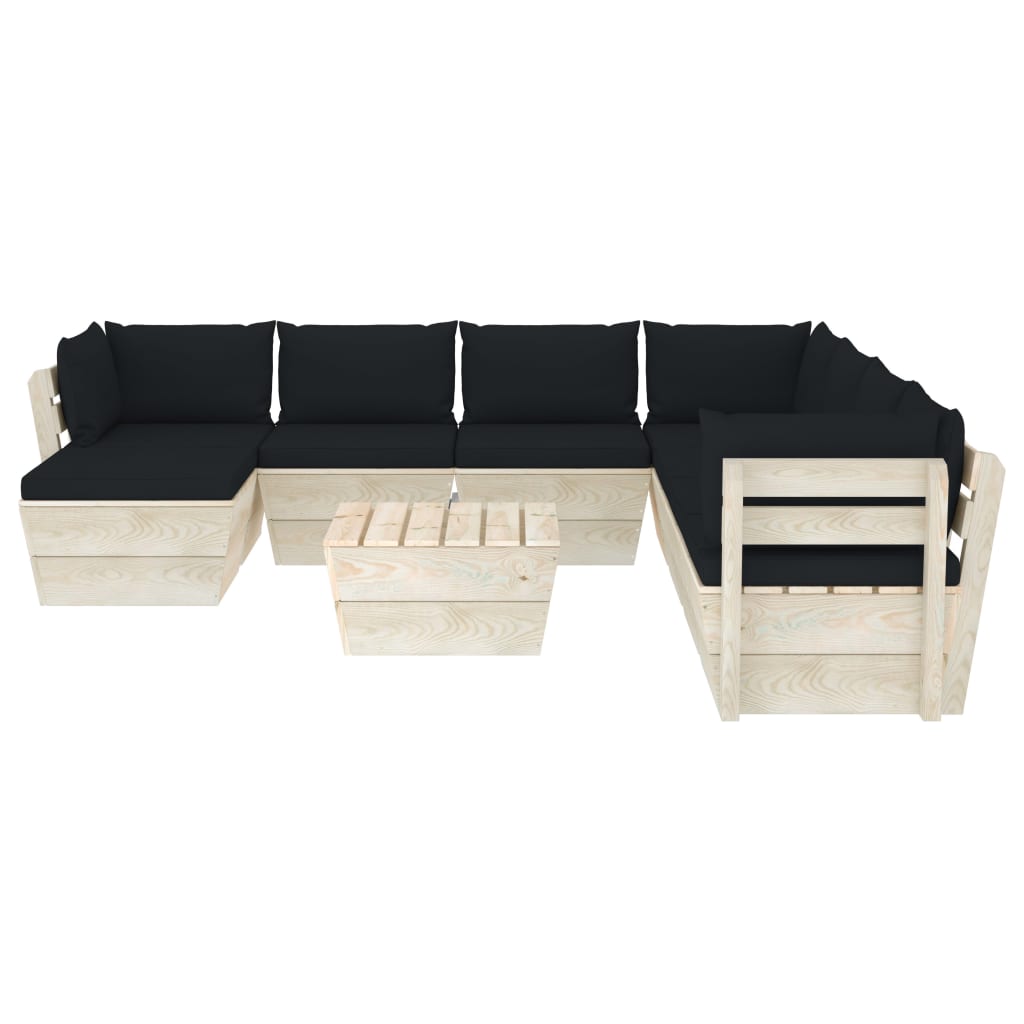 

vidaXL 9-delige Loungeset met kussens pallet vurenhout