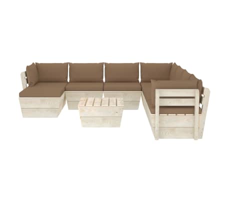 vidaXL Sodo baldų komplektas i&scaron; palečių su pagalvėlėmis, 9 dalių, eglė