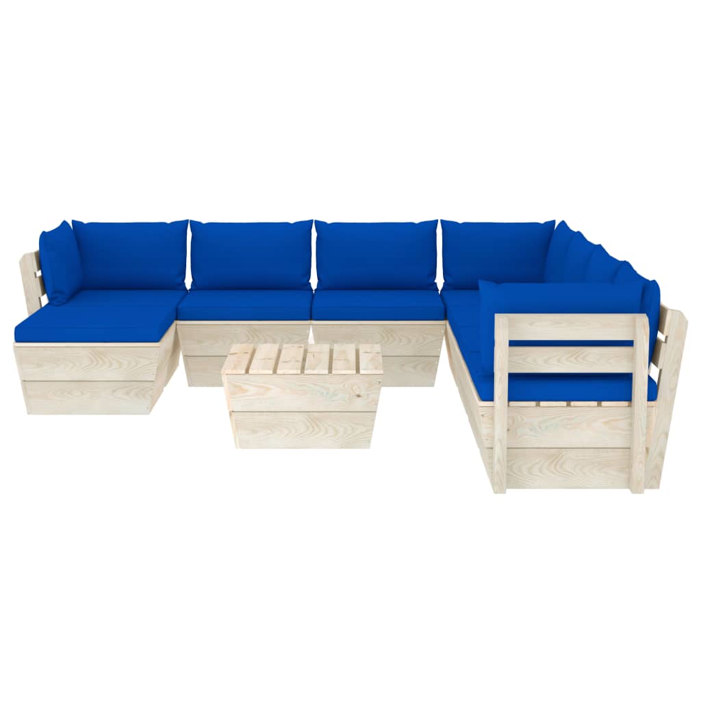 

vidaXL 9-delige Loungeset met kussens pallet vurenhout