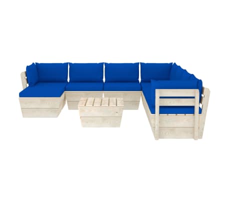 vidaXL Sodo baldų komplektas i&scaron; palečių su pagalvėlėmis, 9 dalių, eglė