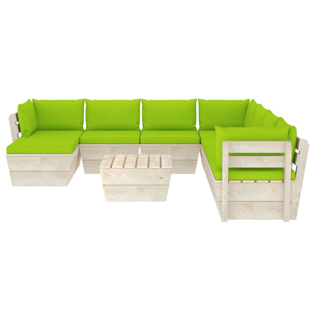 

vidaXL 9-delige Loungeset met kussens pallet vurenhout