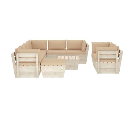 vidaXL Sodo baldų komplektas i&scaron; palečių su pagalvėmis, 10 dalių, eglė