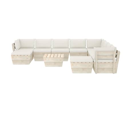 vidaXL Sodo baldų komplektas i&scaron; palečių su pagalvėmis, 11 dalių, eglė