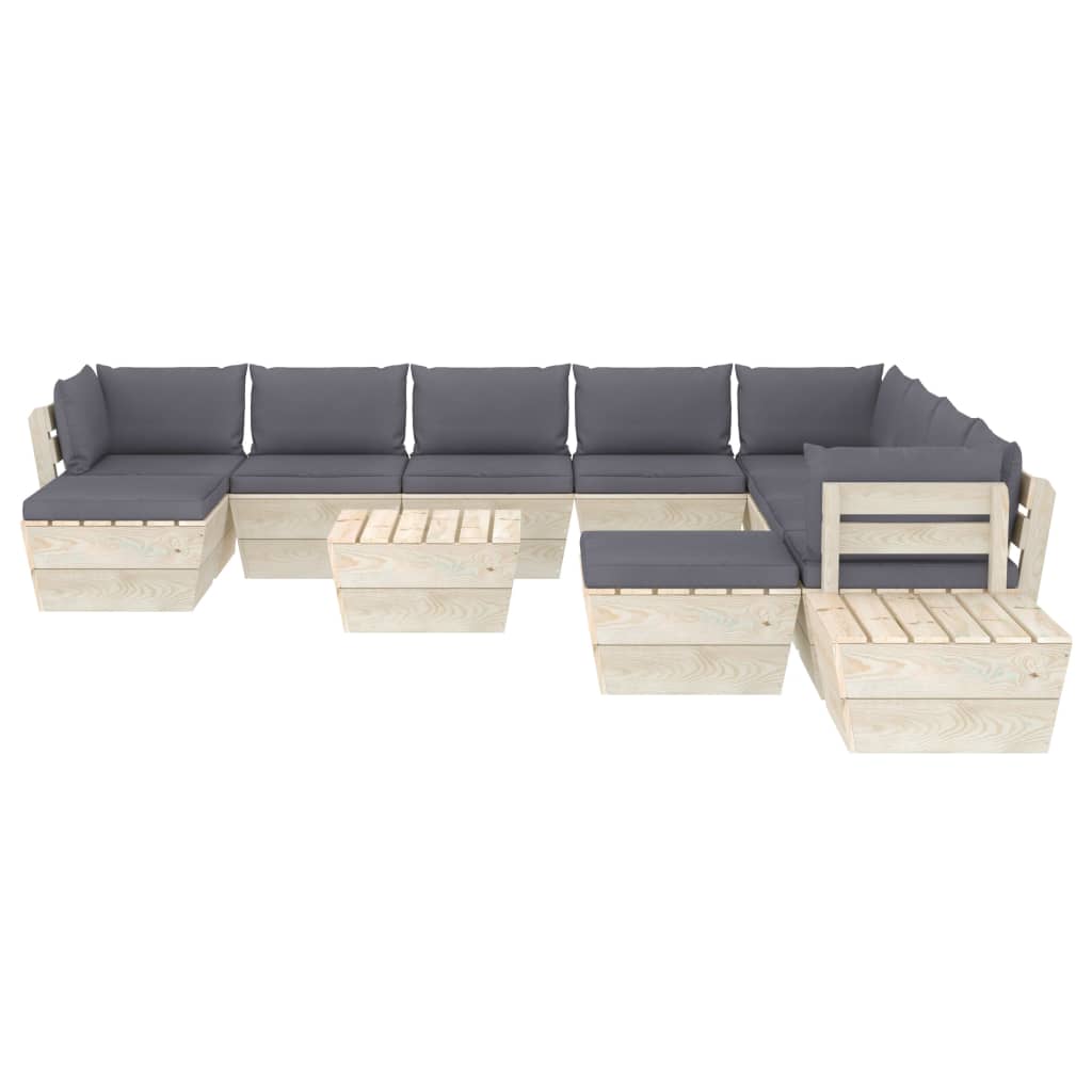 

vidaXL 12-delige Loungeset met kussens pallet vurenhout