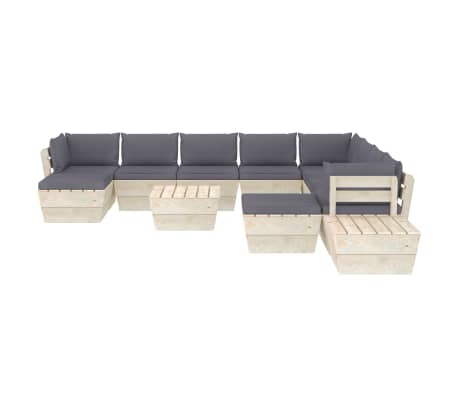 vidaXL Sodo baldų komplektas i&scaron; palečių su pagalvėmis, 12 dalių, eglė