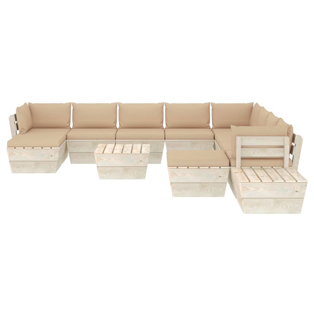 

vidaXL 12-delige Loungeset met kussens pallet vurenhout