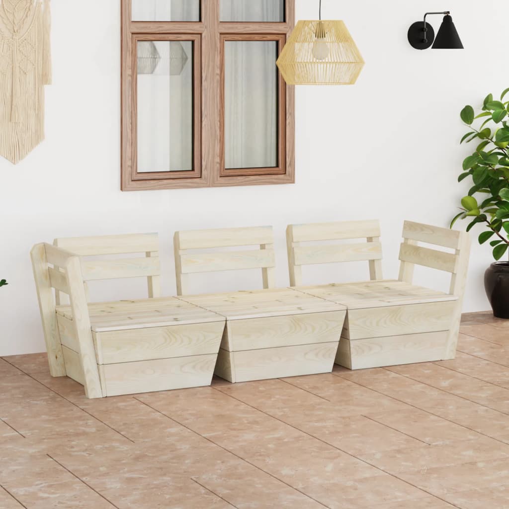 Ogrodowa sofa 3-osobowa z palet, impregnowane drewno świerkowe