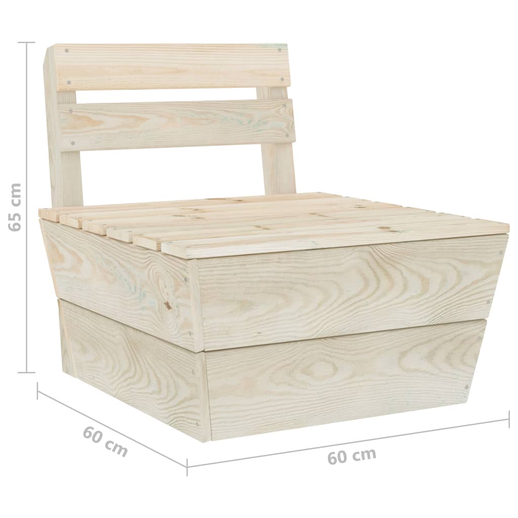 Zestaw wypoczynkowy paletowy, 3-częściowy, drewno świerkowe, impregnowane, wymiary: 60x60x65 cm (sofa), 60x60x30 cm (stolik), kolor: naturalny