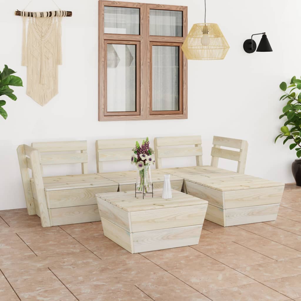 vidaXL 5-tlg. Garten-Paletten-Lounge-Set Imprägniertes Fichtenholz