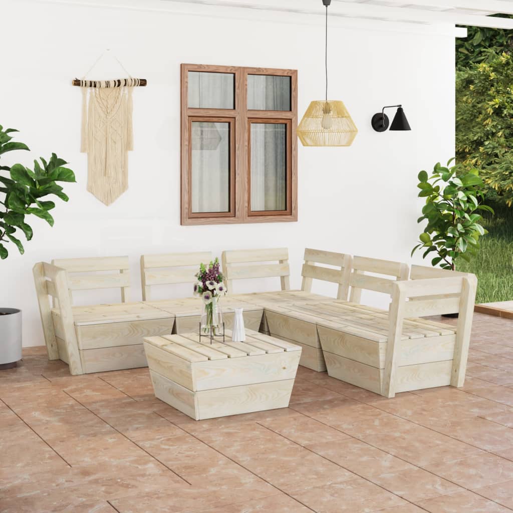 Vidaxl Set Mobilier Pentru Gradina, 6 Piese, Lemn De Molid Tratat