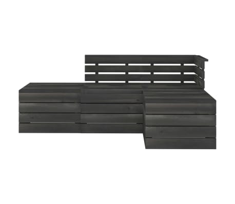 vidaXL Sodo komplektas i&scaron; palečių, 4 dalių, tamsiai pilkas, pu&scaron;is