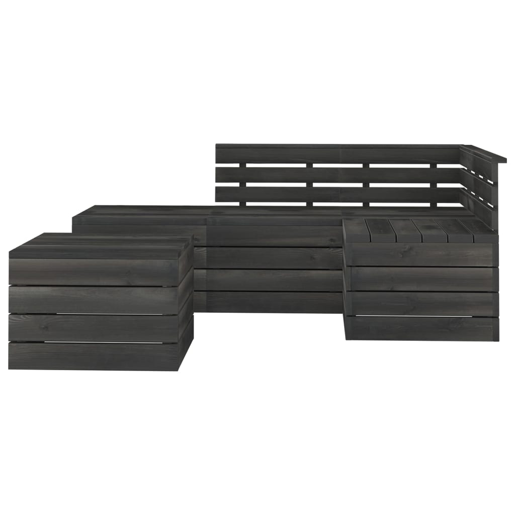 

vidaXL 5-delige Loungeset pallet massief grenenhout donkergrijs
