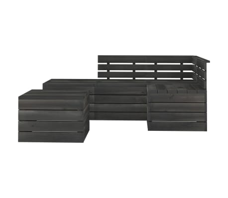 vidaXL Sodo komplektas i&scaron; palečių, 5 dalių, tamsiai pilkas, pu&scaron;is