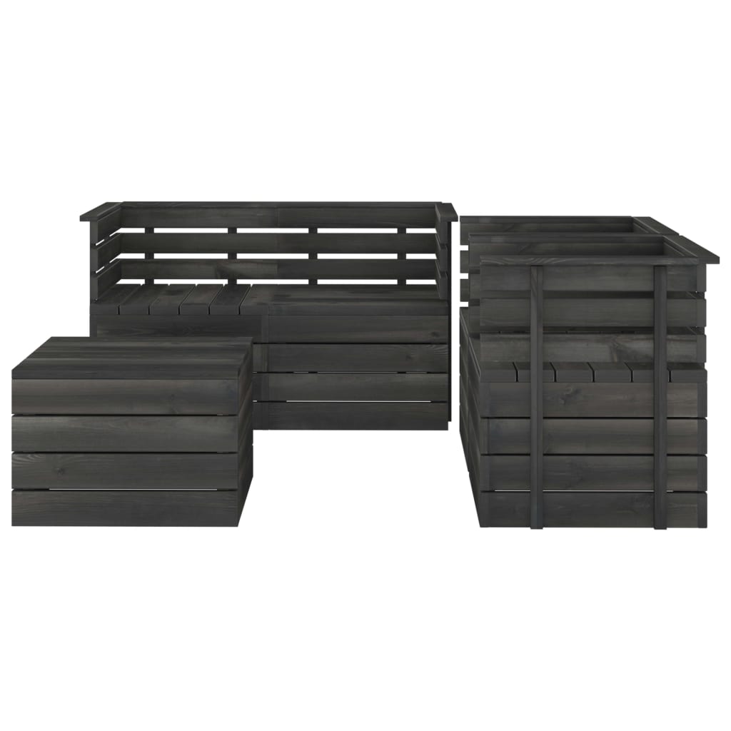 

vidaXL 5-delige Loungeset pallet massief grenenhout donkergrijs
