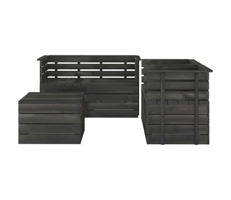 vidaXL Hagem&oslash;belsett 5 deler paller heltre furu m&oslash;rkegr&aring;