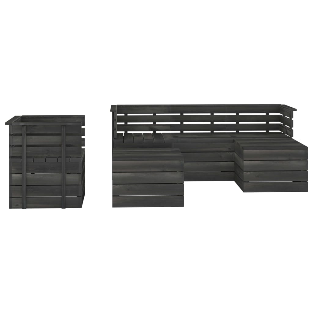 

vidaXL 6-delige Loungeset pallet massief grenenhout donkergrijs