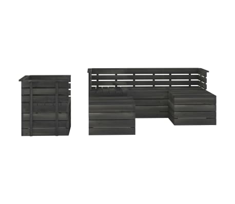 vidaXL 6 pcs conjunto lounge de paletes pinho maci&ccedil;o cinzento-escuro