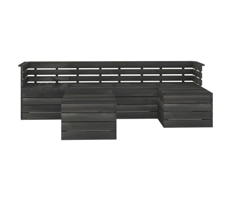 vidaXL Sodo komplektas i&scaron; palečių, 6 dalių, tamsiai pilkas, pu&scaron;is