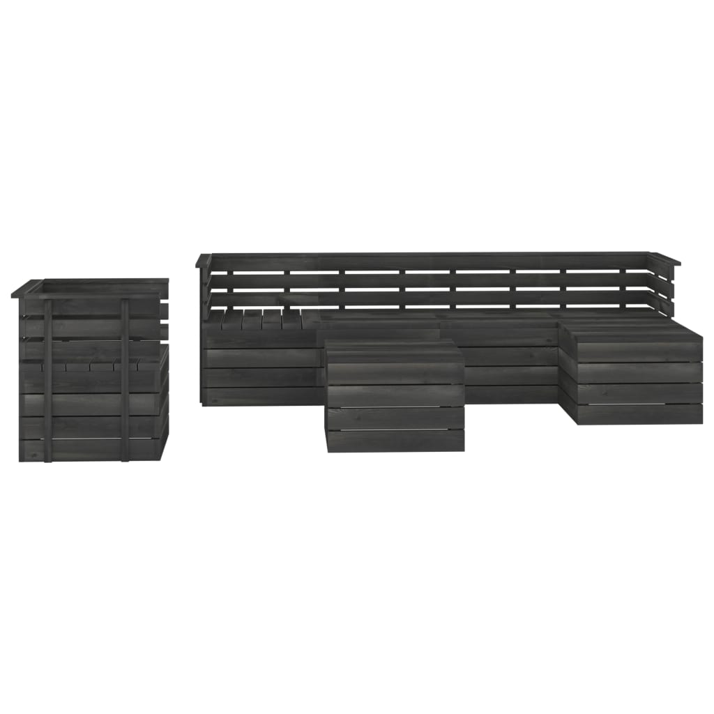 

vidaXL 7-delige Loungeset pallet massief grenenhout donkergrijs