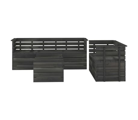 vidaXL 6-tlg. Garten-Sofagarnitur aus Paletten Kiefernholz Dunkelgrau